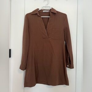 MISSLOOK Brown Tunic Long Sleeve Shirt